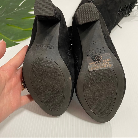 Top moda black suede over knee boots - Picture 5 of 9